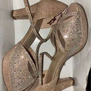NEW Paradox London Champagne Glitter Heels Size 7 - Brand New
